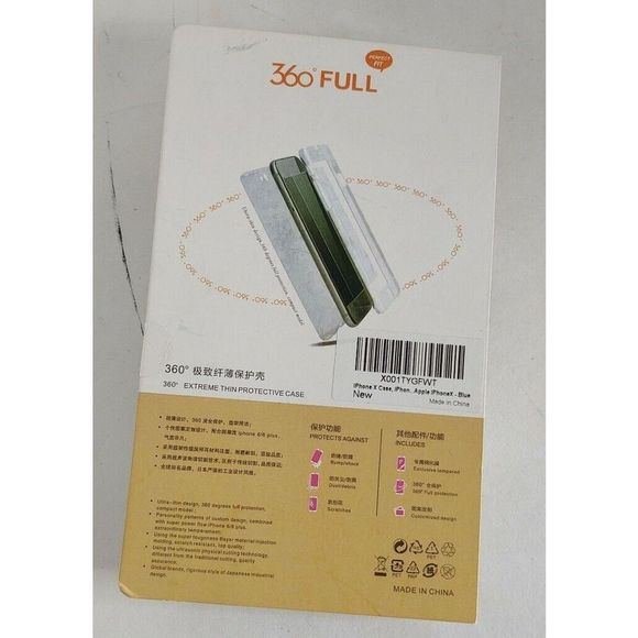 360° Full Extreme Thin Blue Case & Glass High Quality Protective Apple iPhone X - Picture 2 of 4